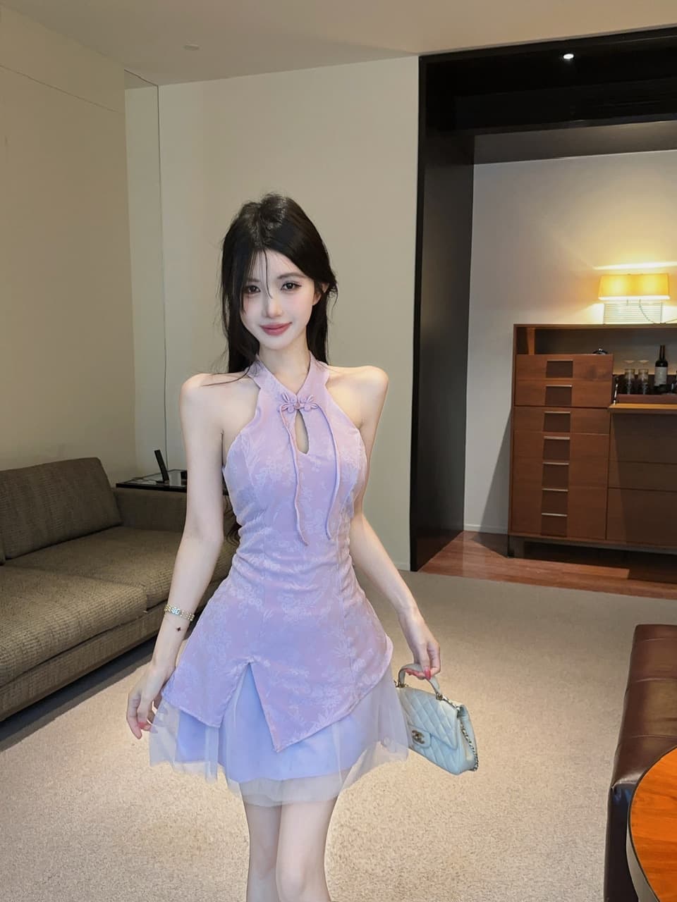 실사 오프숄더 섹시함 개선 레이스 조각 치파오 쇼트 스타일 드레스 상세 이미지 20