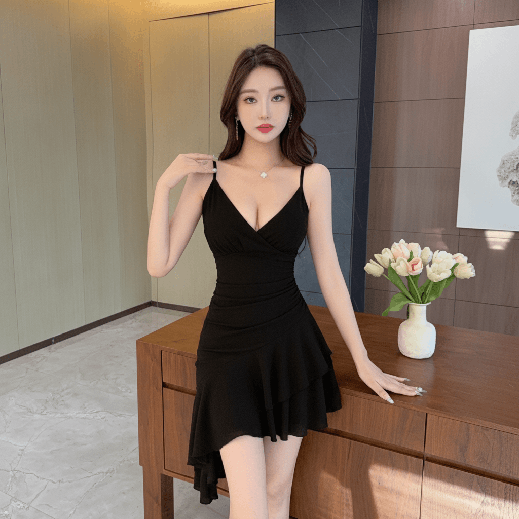 실사 섹시함 망사 타이트 스커트 만나는 슬립 드레스 이미지 4
