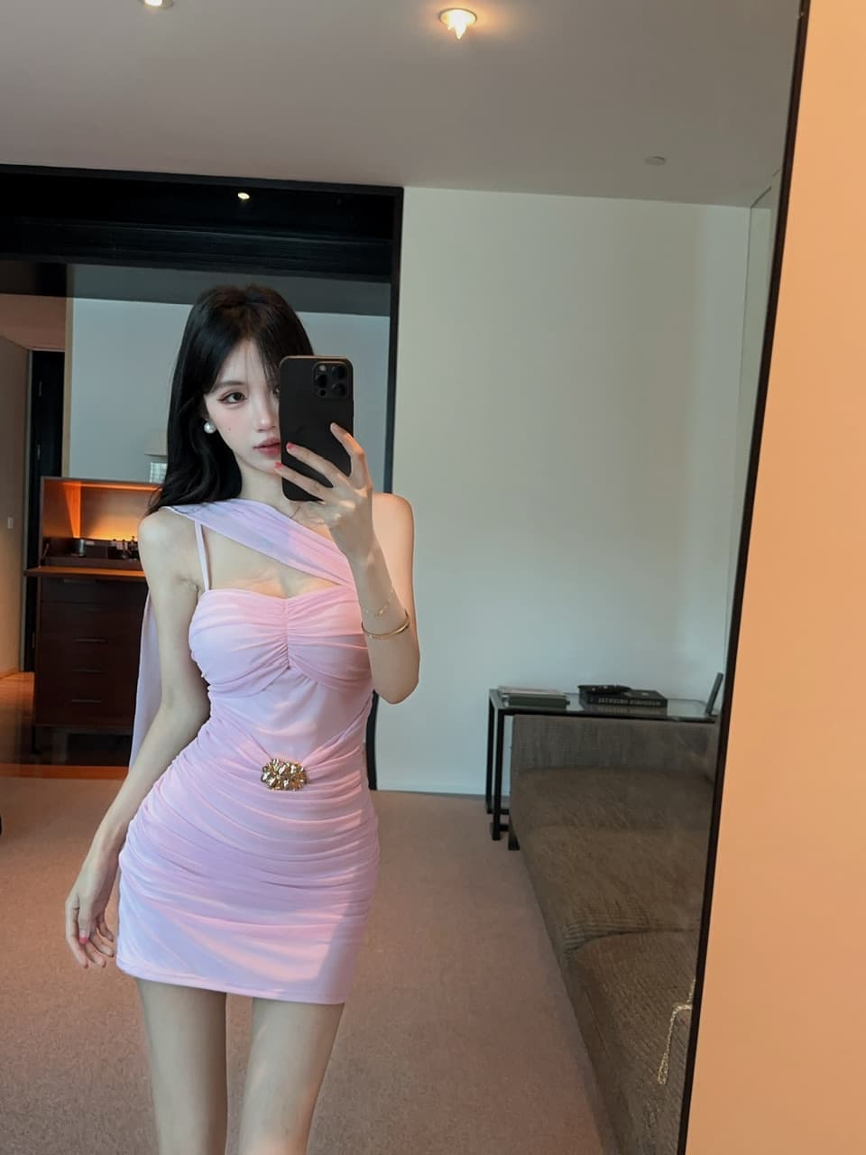 실사 쇼트 스타일 망사 타이트 스커트 술 패치워크 드레스 복장 상세 이미지 17