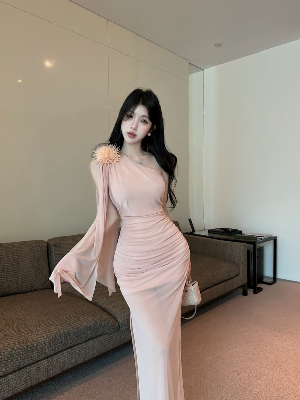 실사 롱 코트 망사 술 패치워크 드레스 복장 롱 스커트 상세 이미지 22