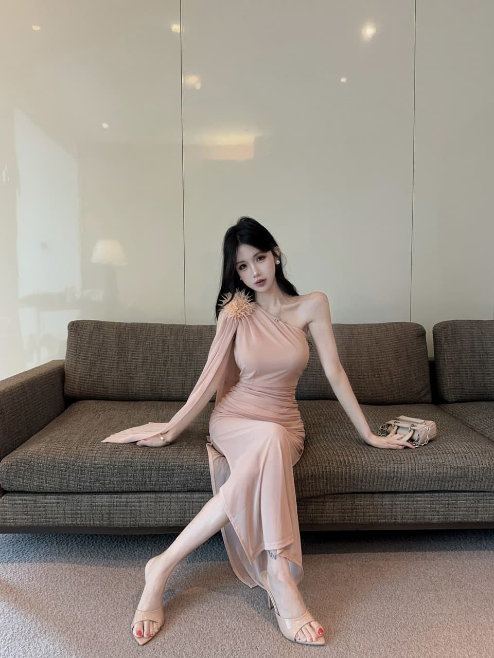 실사 롱 코트 망사 술 패치워크 드레스 복장 롱 스커트 상세 이미지 23