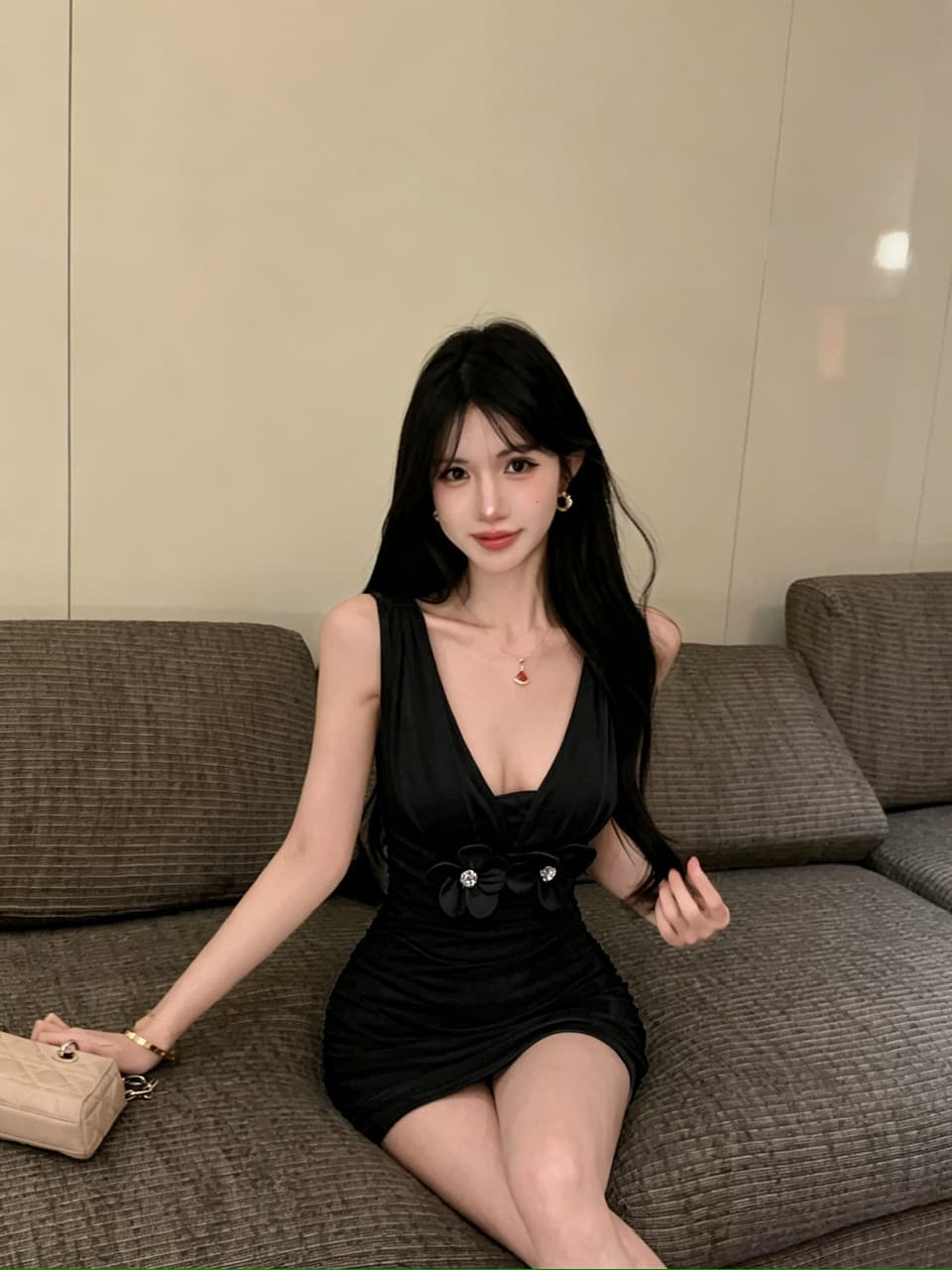 실사 민소매 망사 조끼 원피스 상세 이미지 9