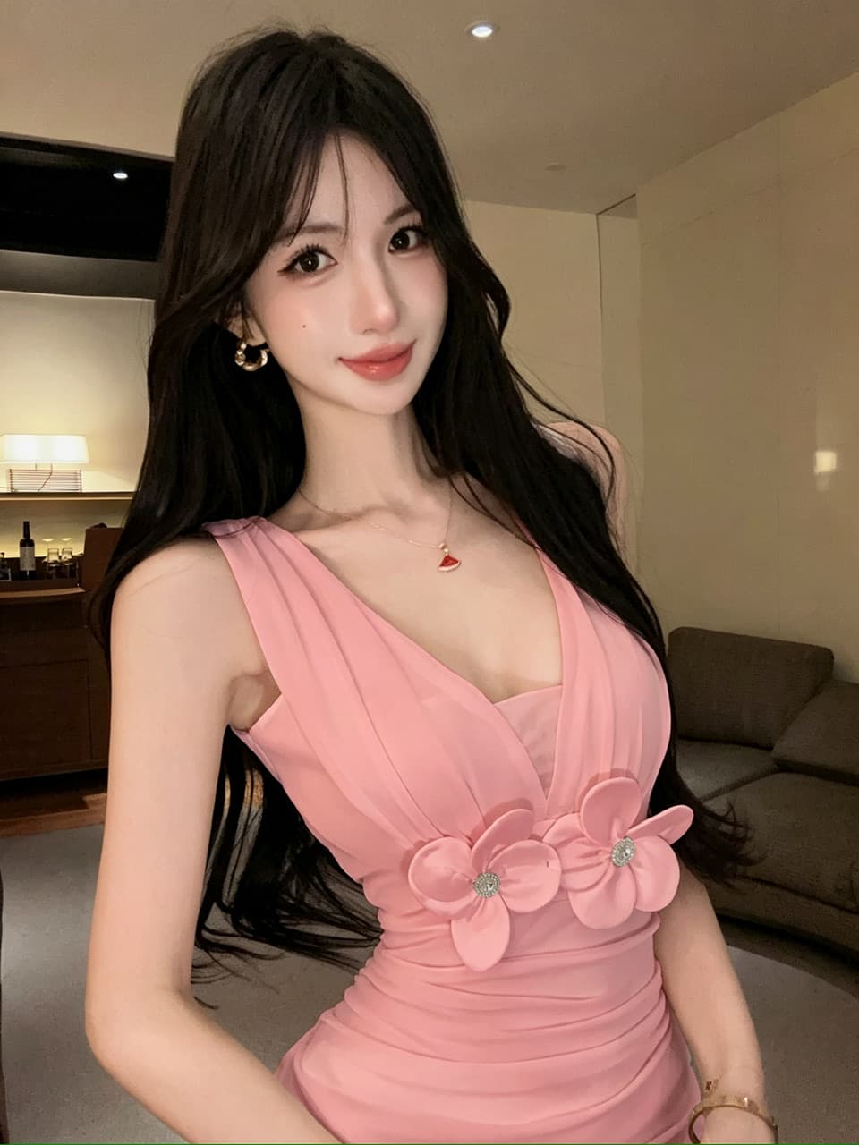 실사 민소매 망사 조끼 원피스 상세 이미지 15