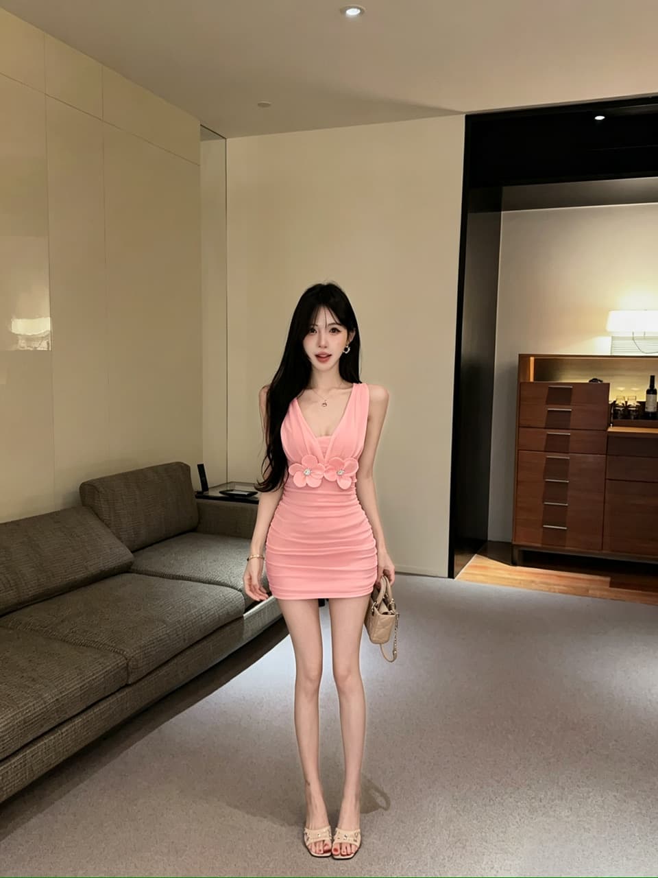 실사 민소매 망사 조끼 원피스 상세 이미지 17