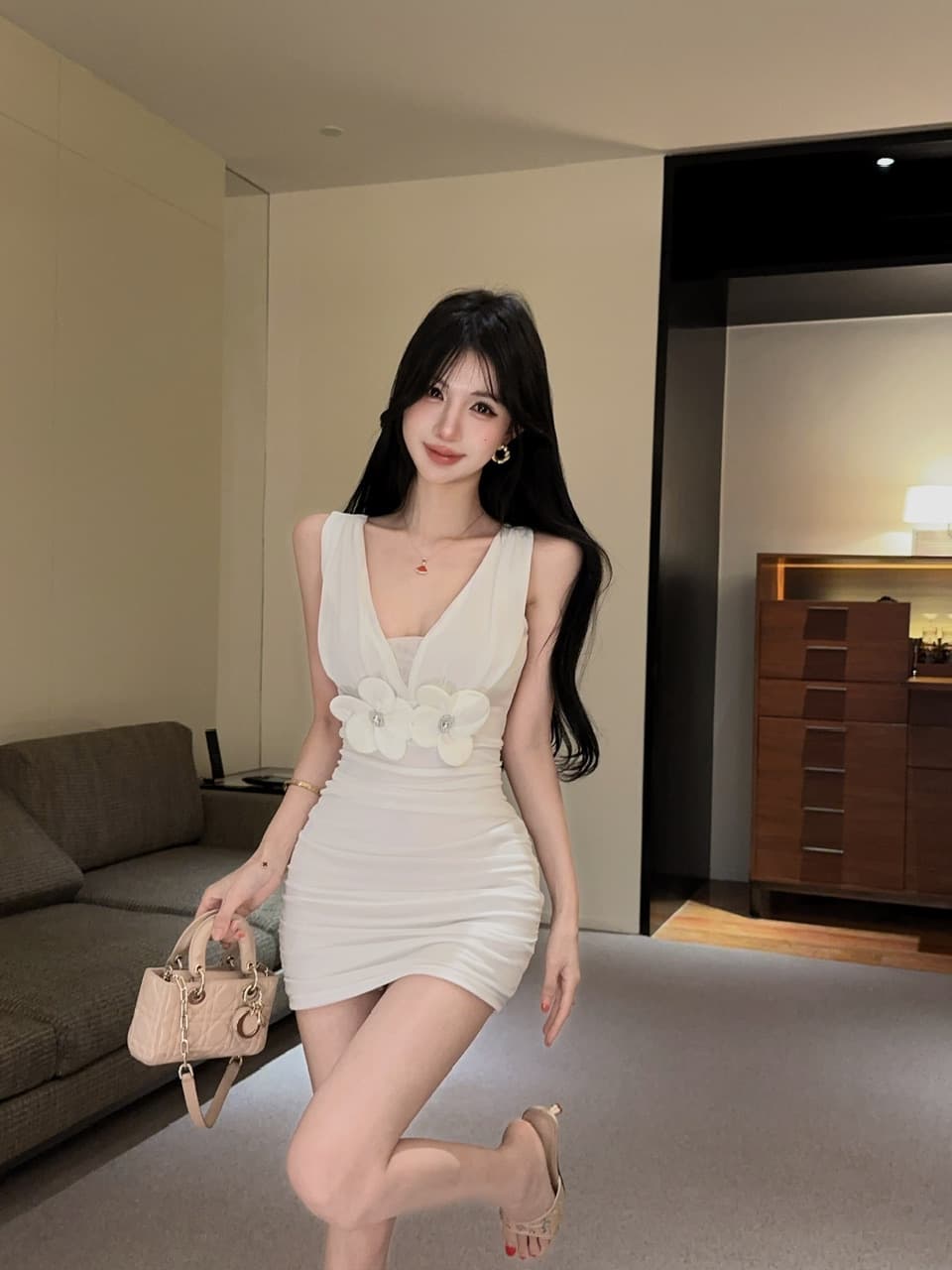실사 민소매 망사 조끼 원피스 상세 이미지 29