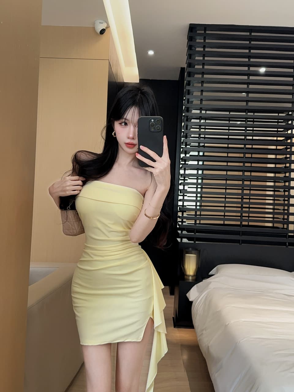실사 쇼트 스타일 튜브탑 드레스 복장