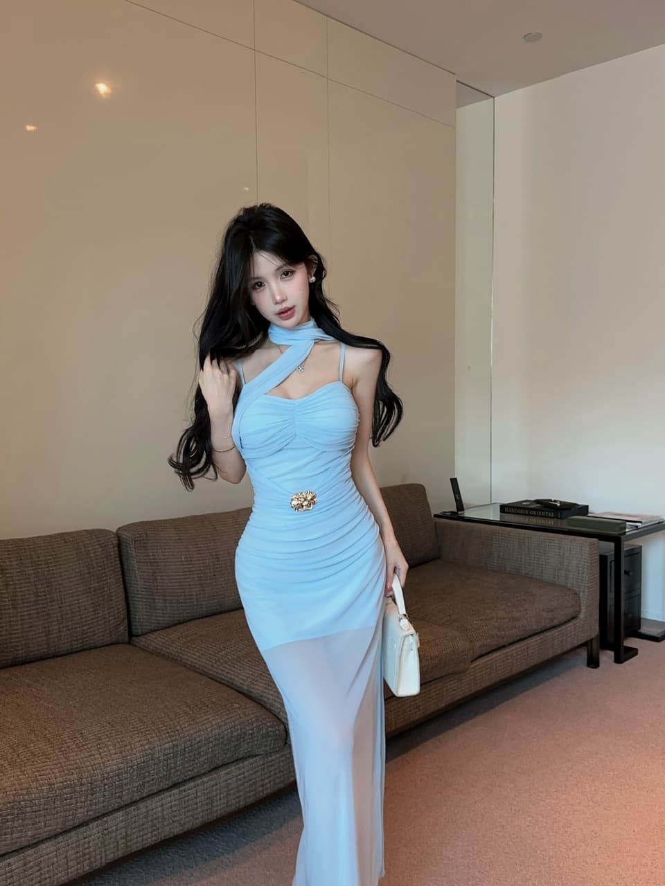 실사 롱 코트 망사 드레스 상세 이미지 18