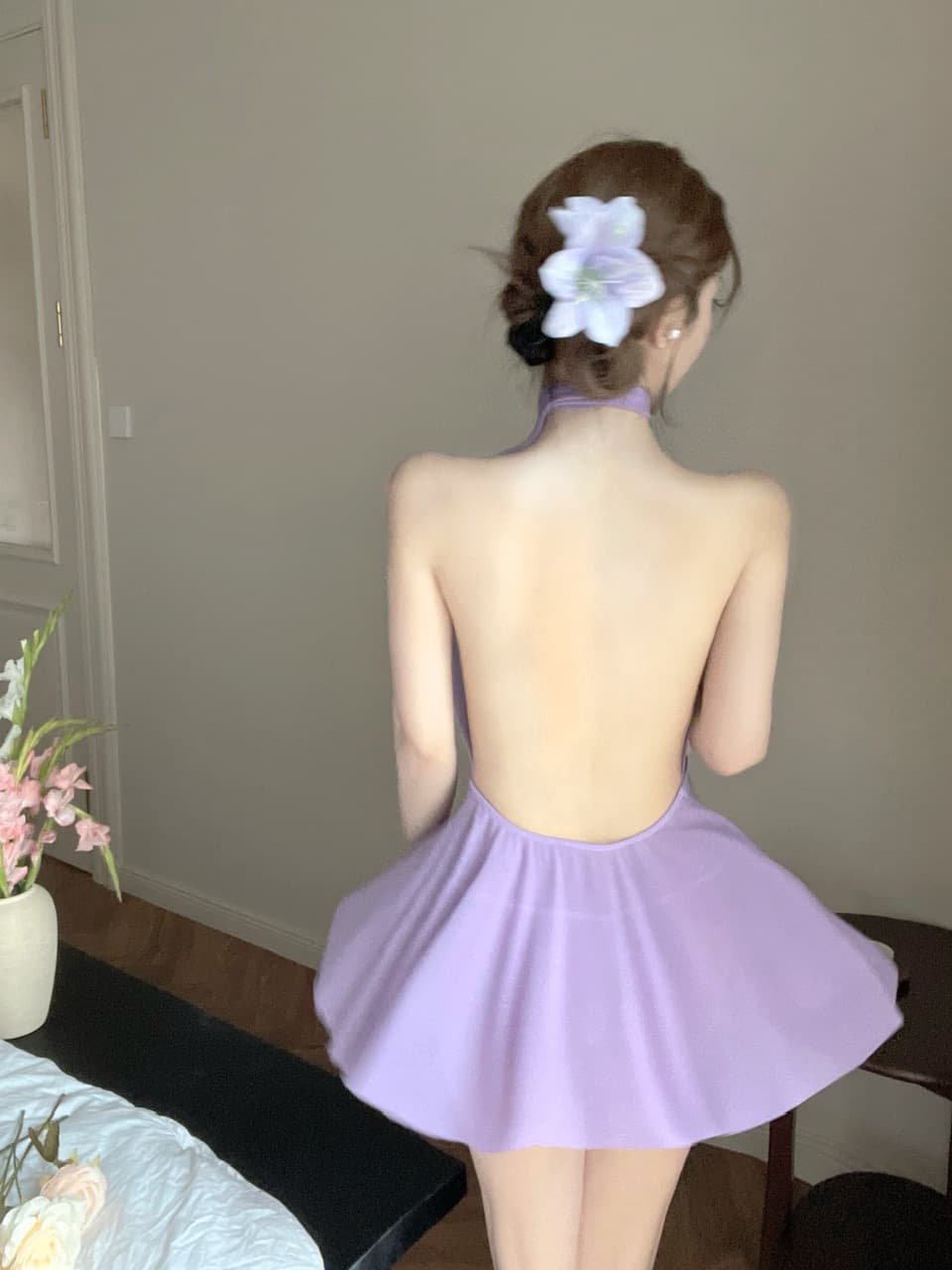 실사 쇼트 스타일 시스루 드레스 상세 이미지 9