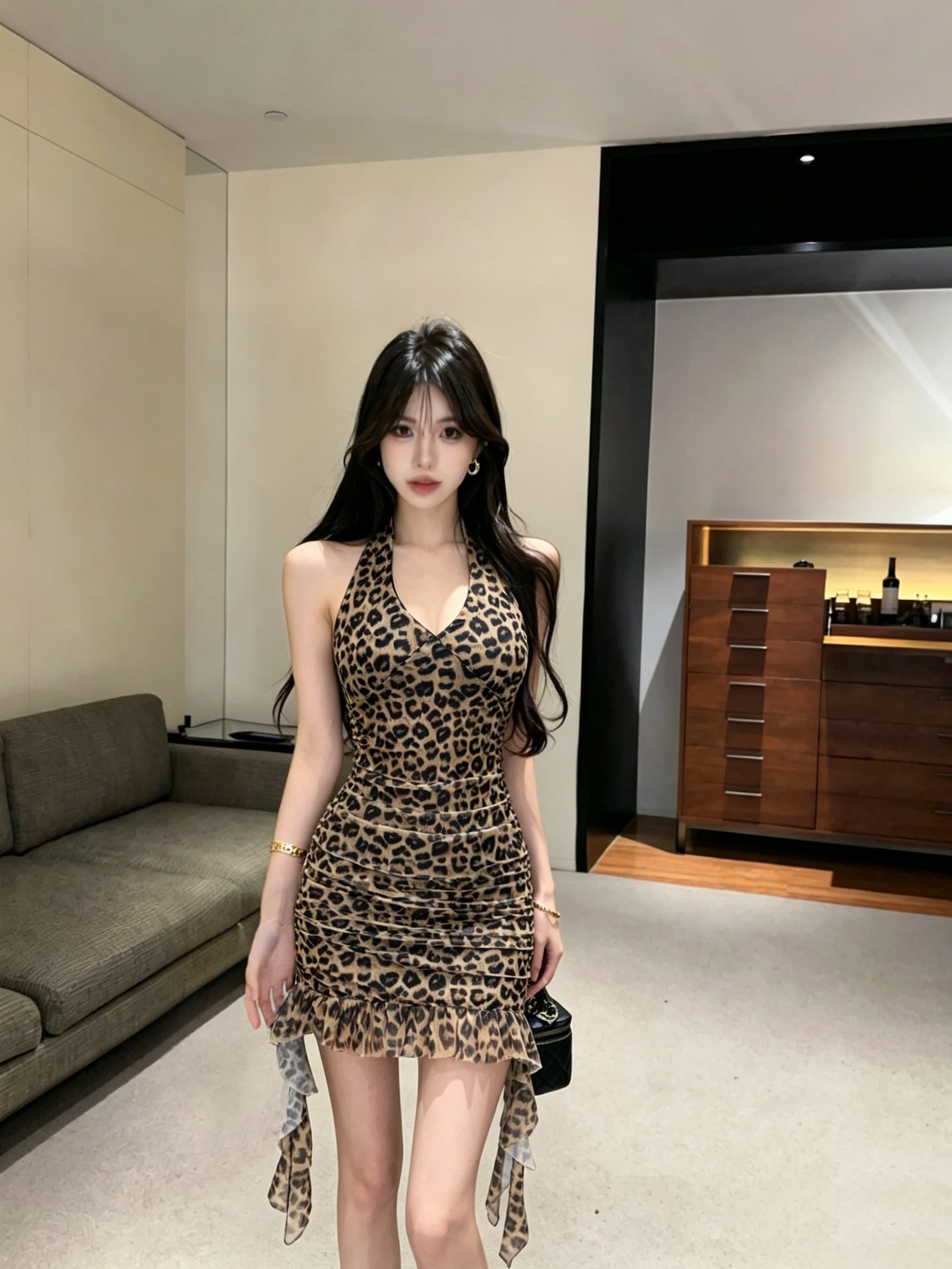 실사 백리스 망사 술 타이트 스커트 짧은 드레스 상세 이미지 5