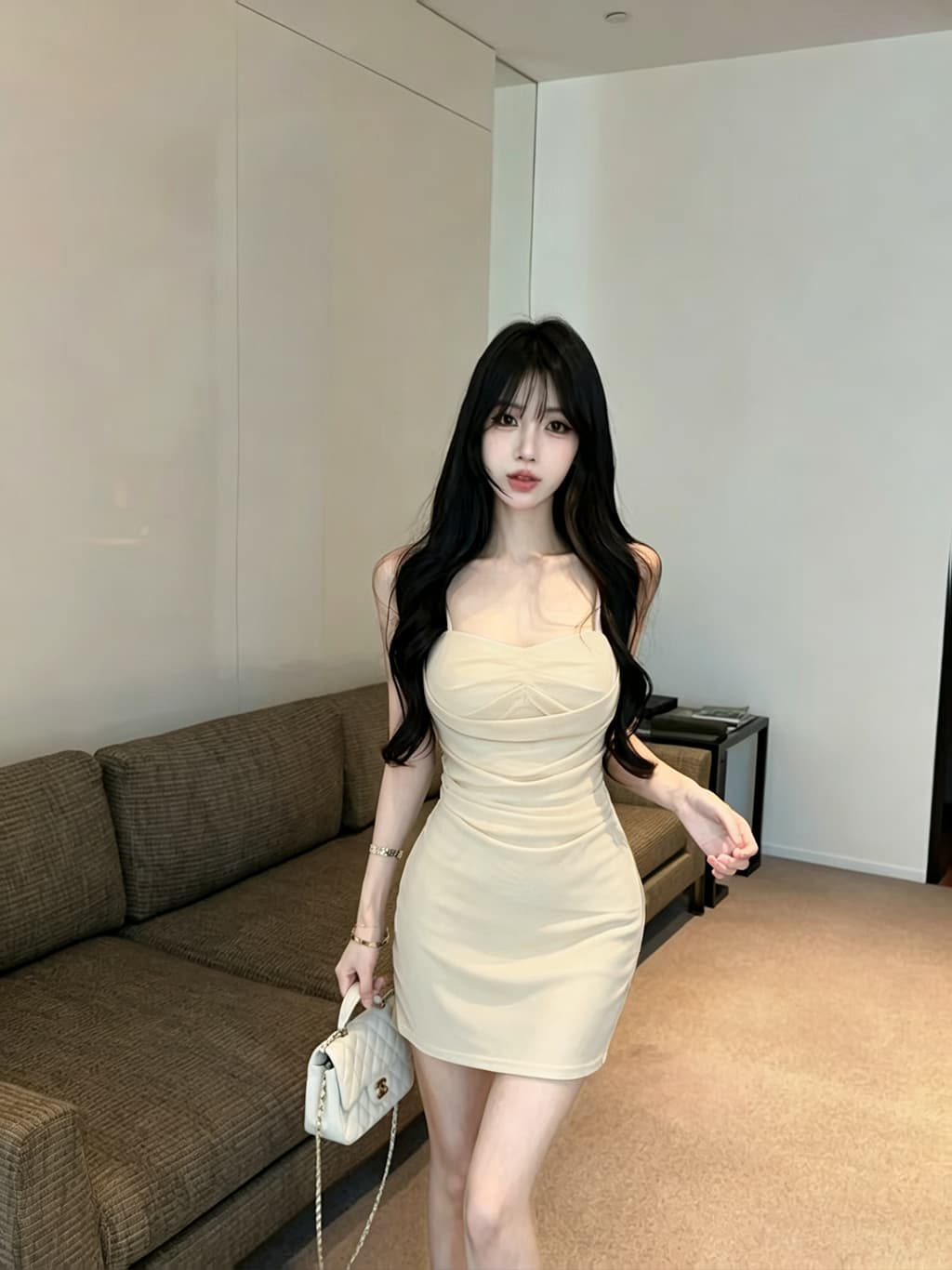 실사 망사 쇼트 스타일 슬립 드레스 이미지 2