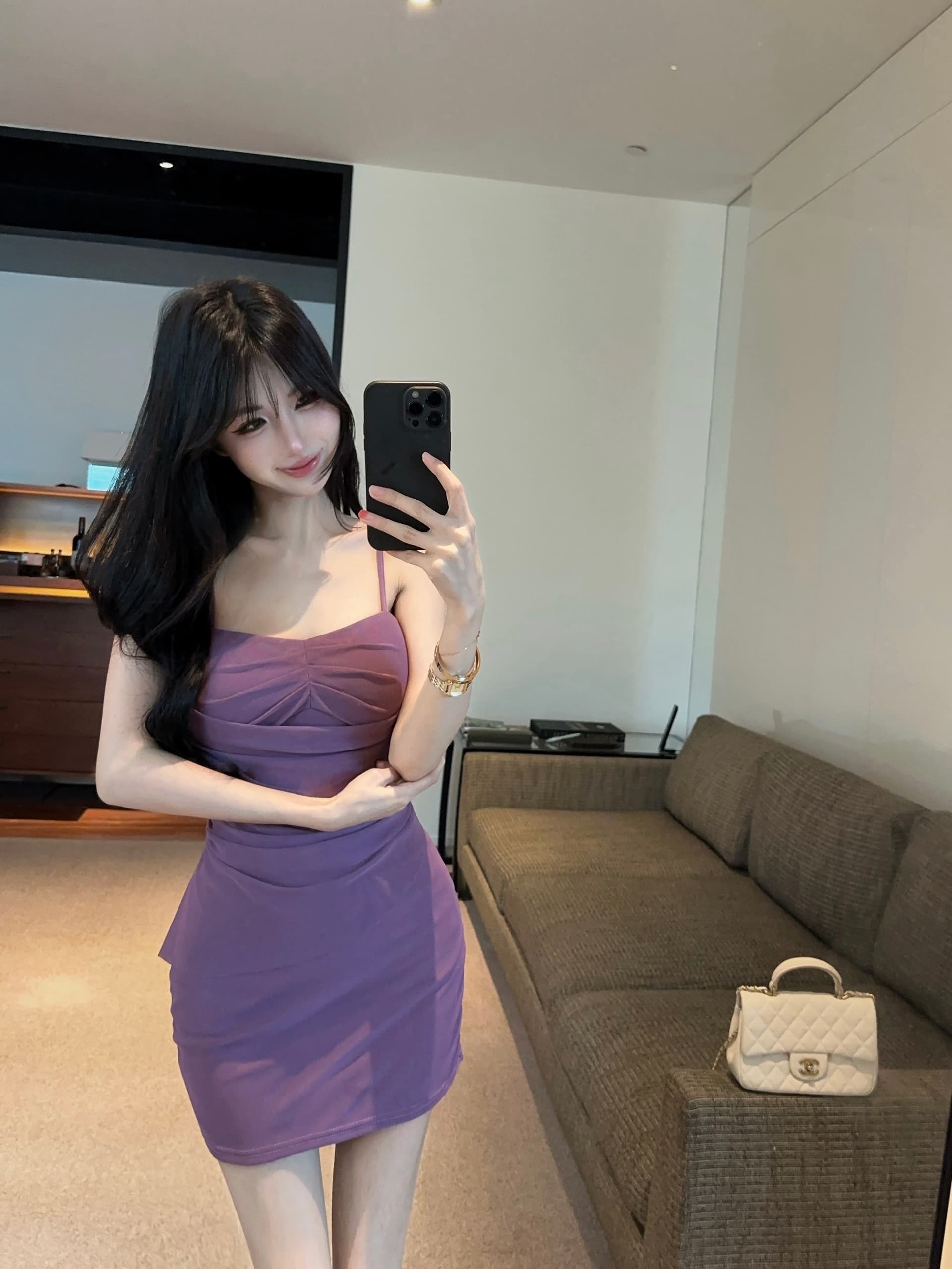 실사 망사 쇼트 스타일 슬립 드레스 상세 이미지 3