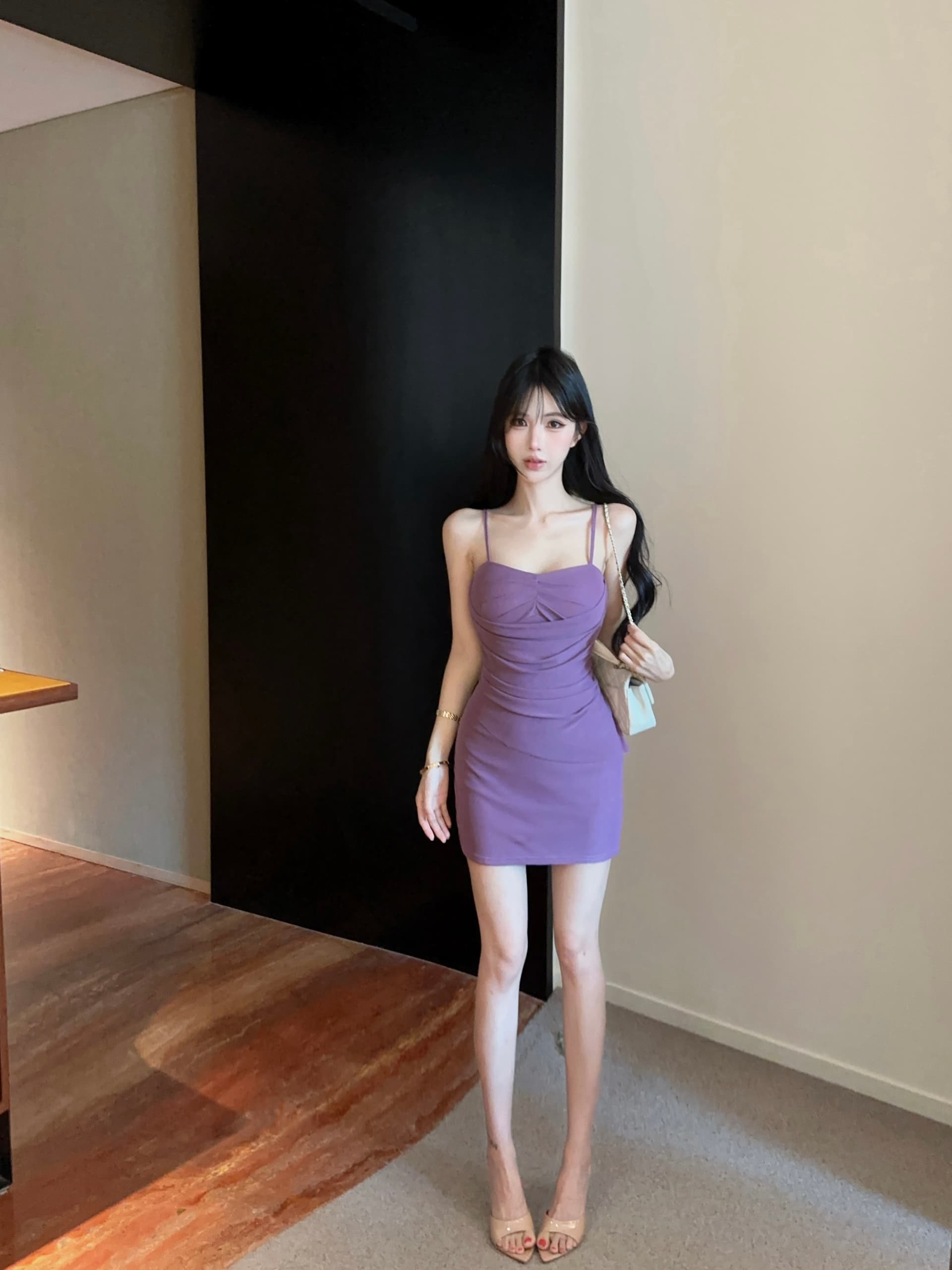 실사 망사 쇼트 스타일 슬립 드레스 상세 이미지 5