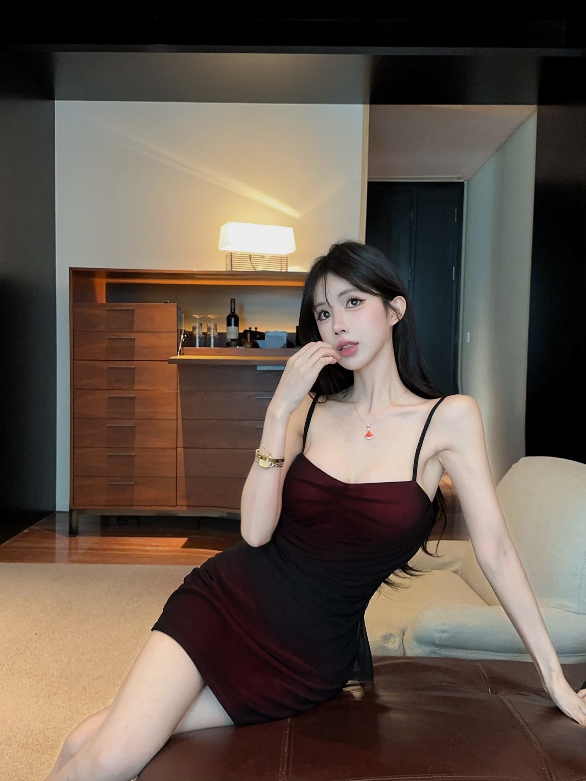 실사 망사 쇼트 스타일 슬립 드레스 상세 이미지 7