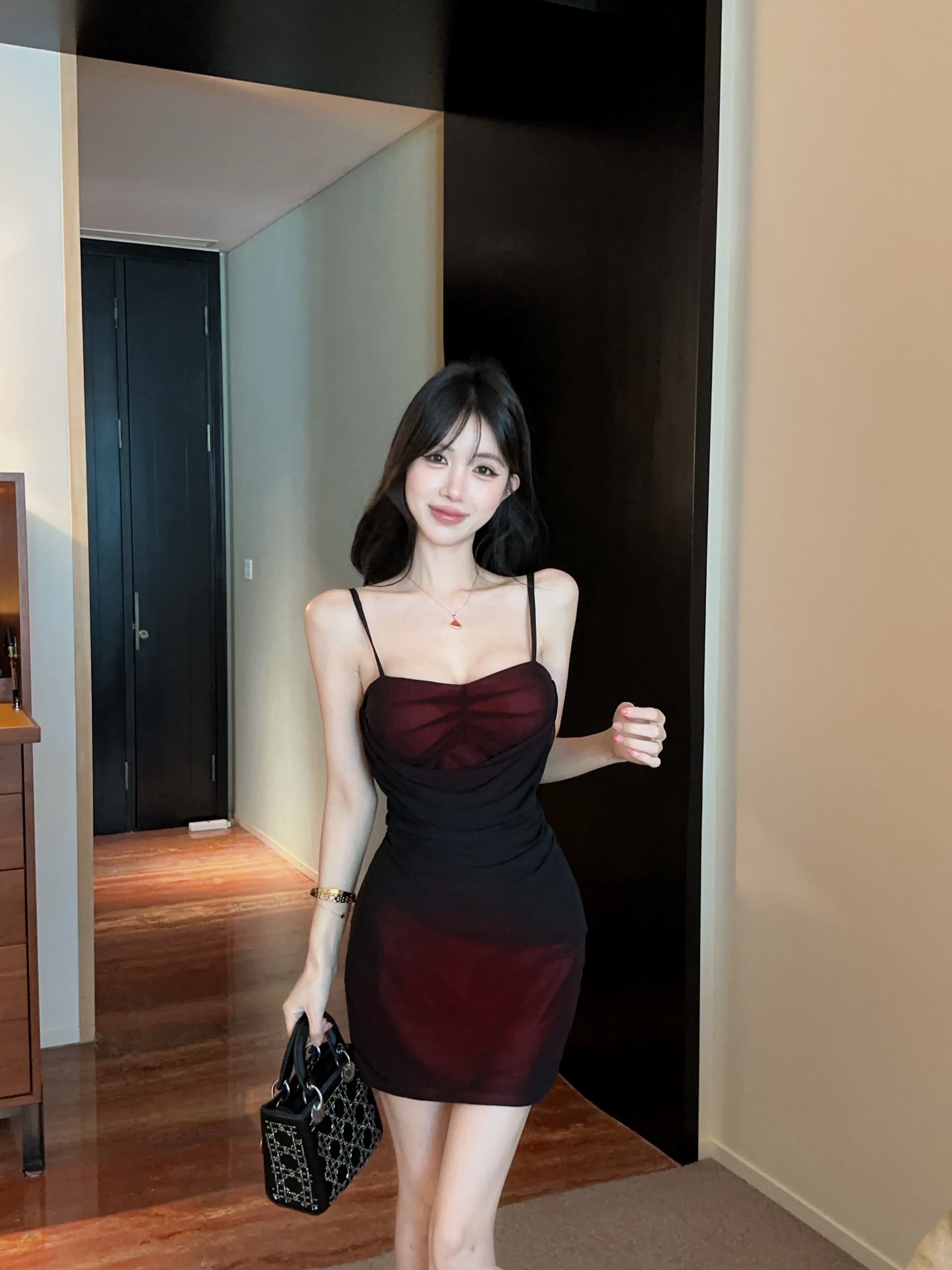 실사 망사 쇼트 스타일 슬립 드레스 상세 이미지 15