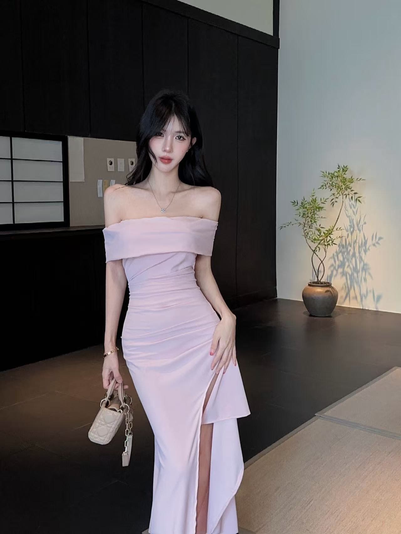 실사 롱 코트 높음 트임 보트넥 드레스 상세 이미지 22