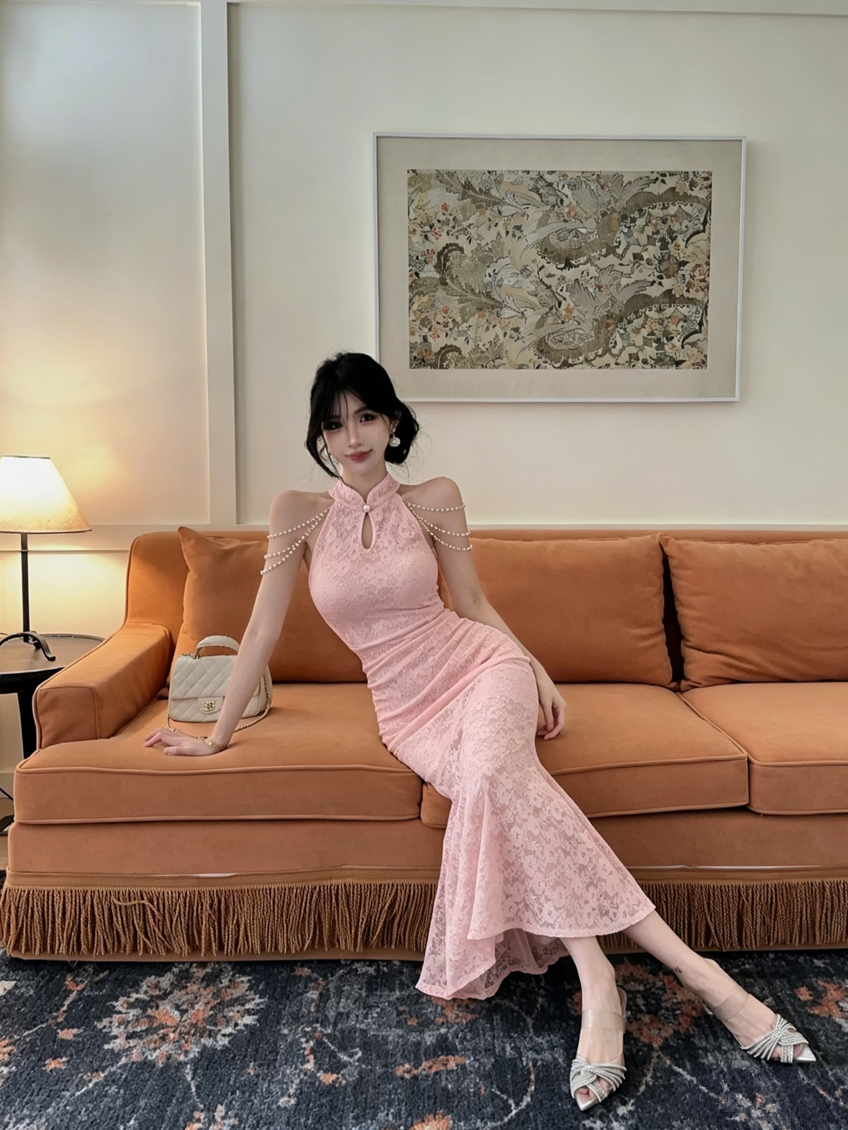 실사 롱 코트 레이스 드레스 상세 이미지 10