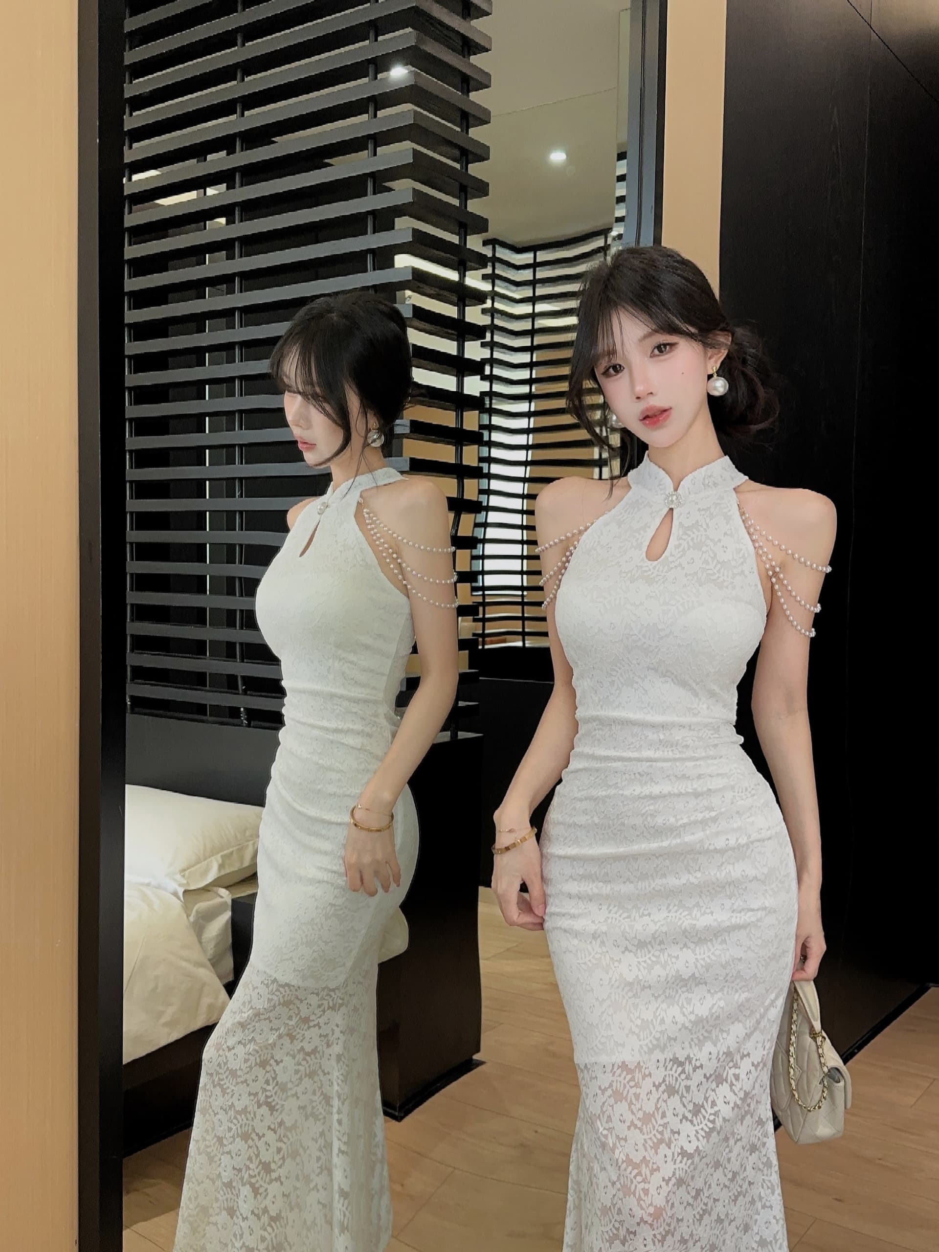 실사 롱 코트 레이스 드레스 상세 이미지 15
