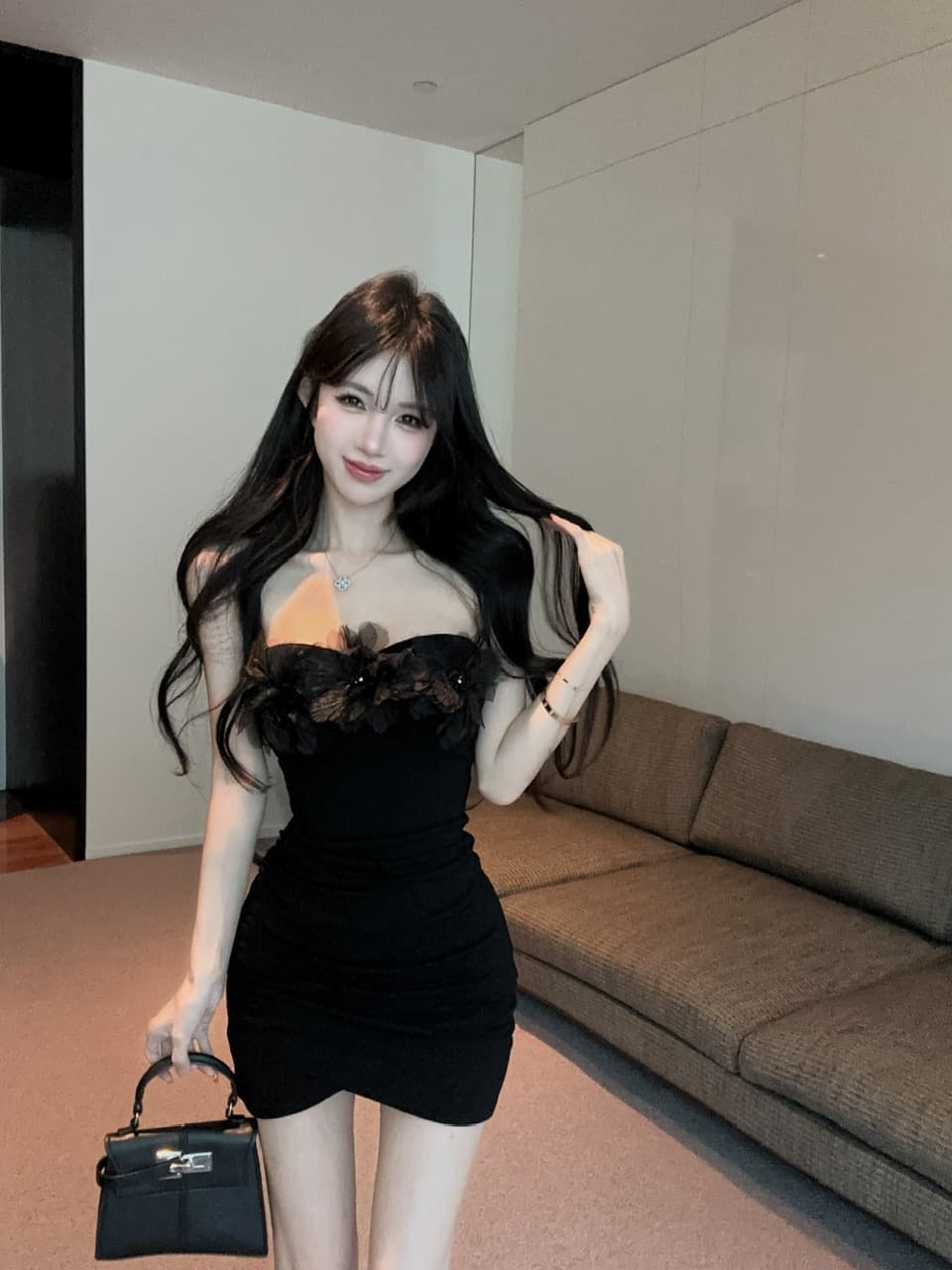 실사 쇼트 스타일 면 소재 타이트 스커트 튜브탑 드레스 이미지 3