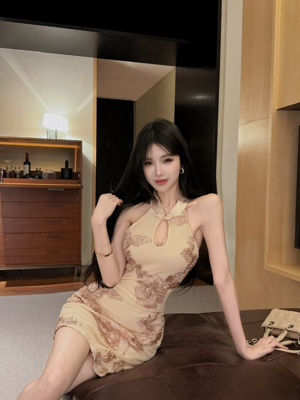 실사 민소매 치파오 미니 스커트 드레스 상세 이미지 7
