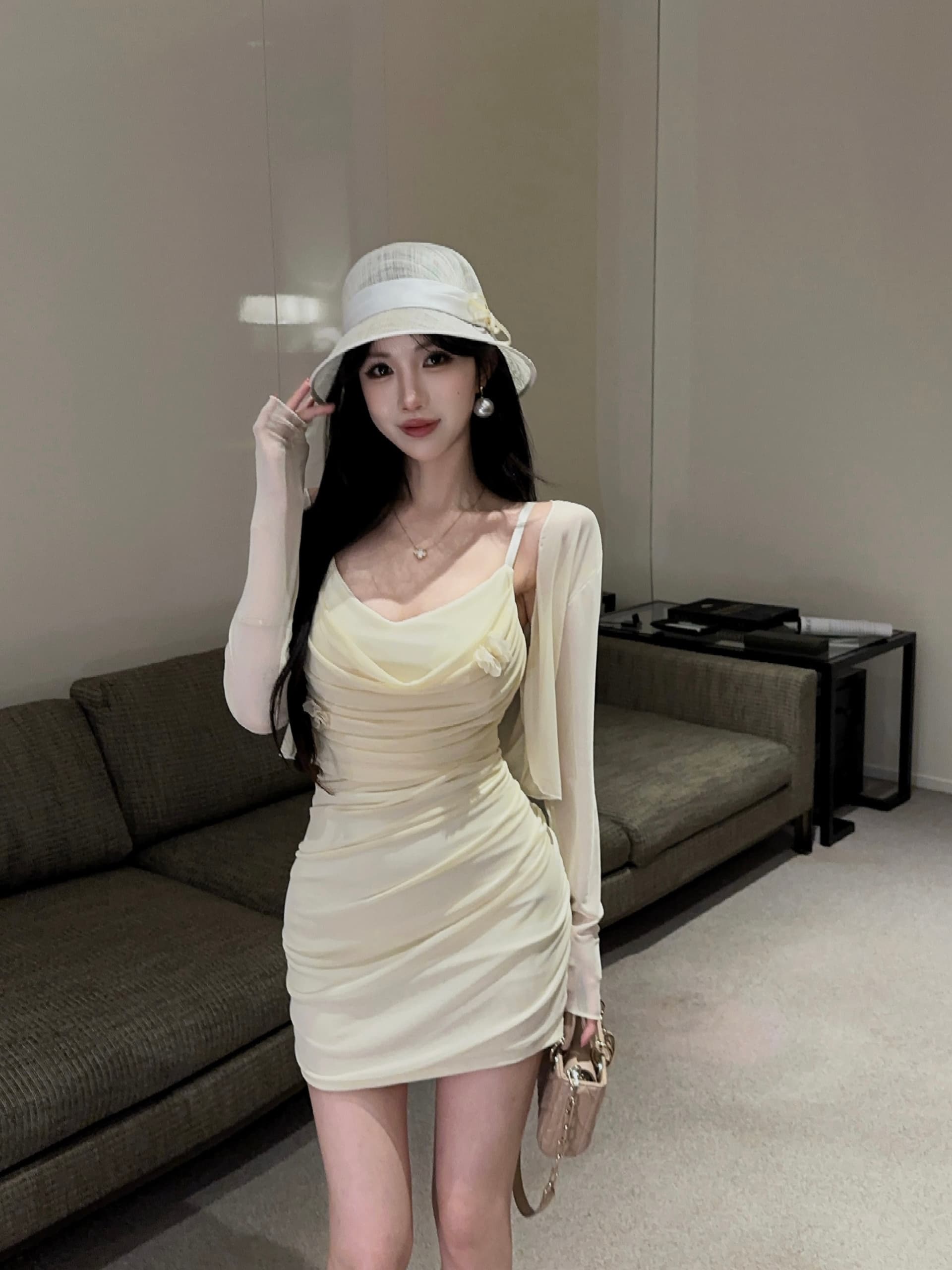 실사 망사 투피스 드레스 상세 이미지 4
