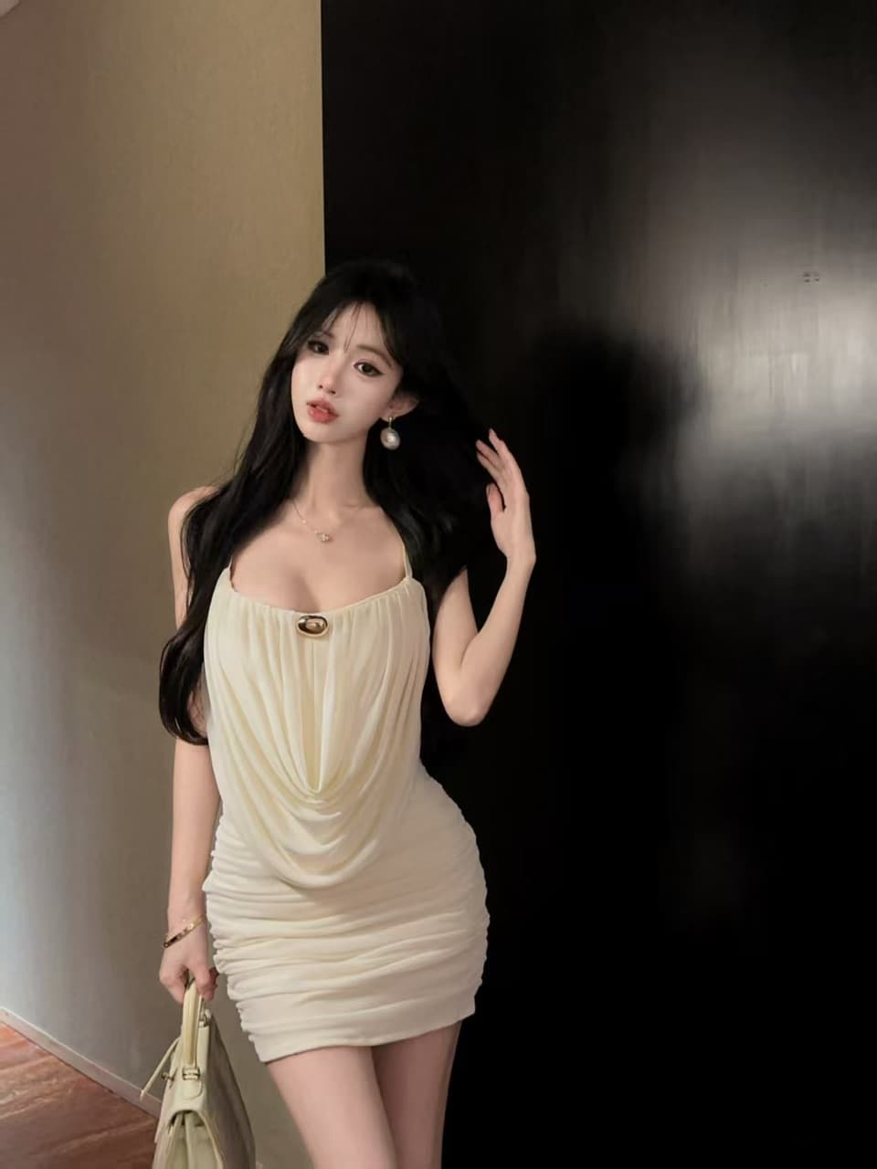 실사 쇼트 스타일 망사 드레스