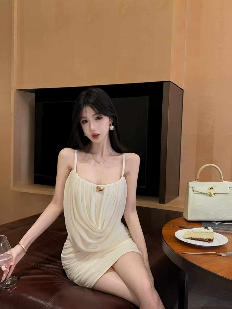 실사 쇼트 스타일 망사 드레스 상세 이미지 6