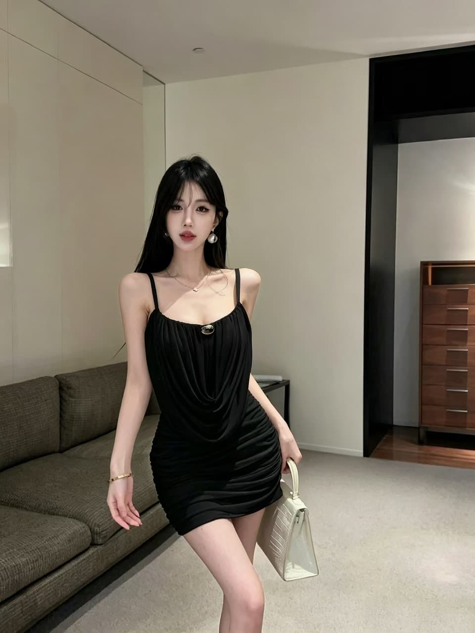 실사 쇼트 스타일 망사 드레스 상세 이미지 14