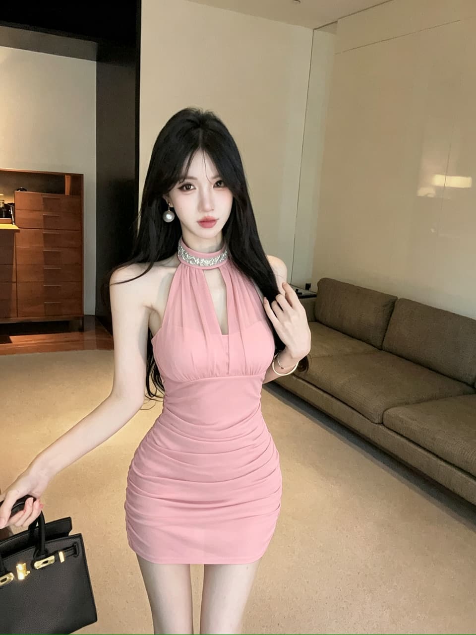 실사 쇼트 스타일 망사 드레스 상세 이미지 17