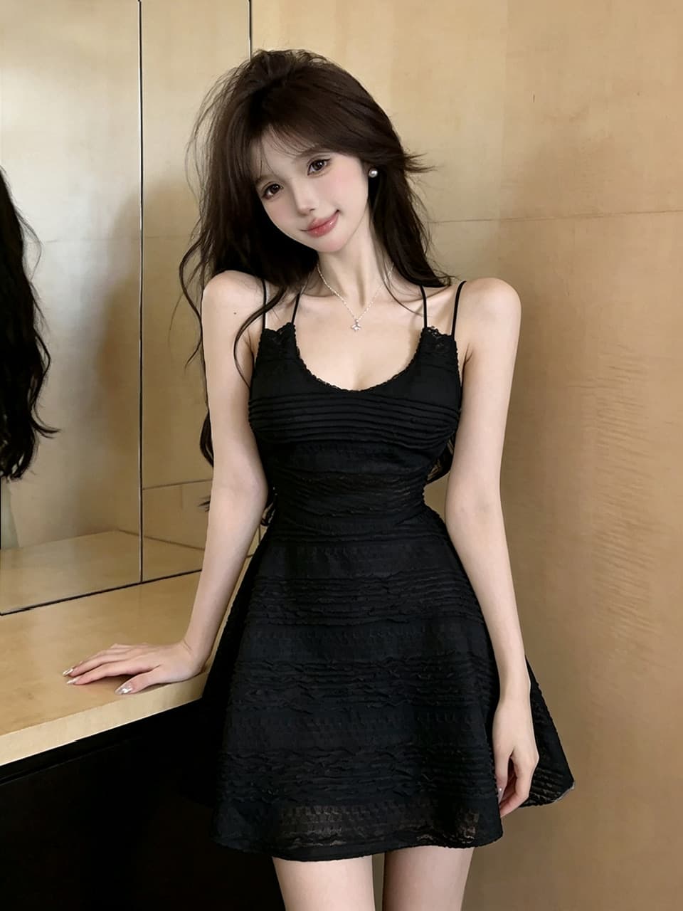 실사 쇼트 스타일 슬립 드레스 상세 이미지 12