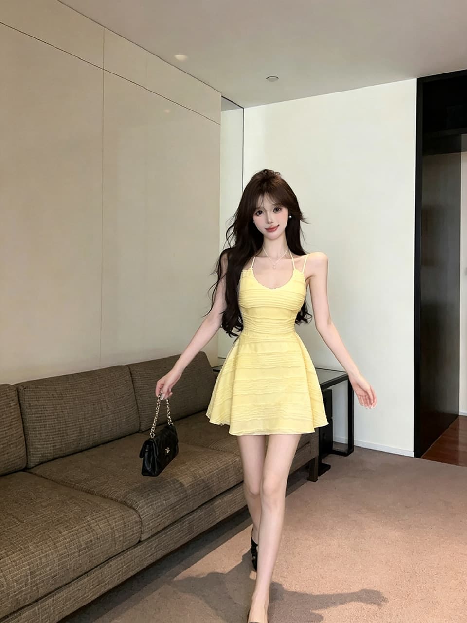 실사 쇼트 스타일 슬립 드레스 상세 이미지 17