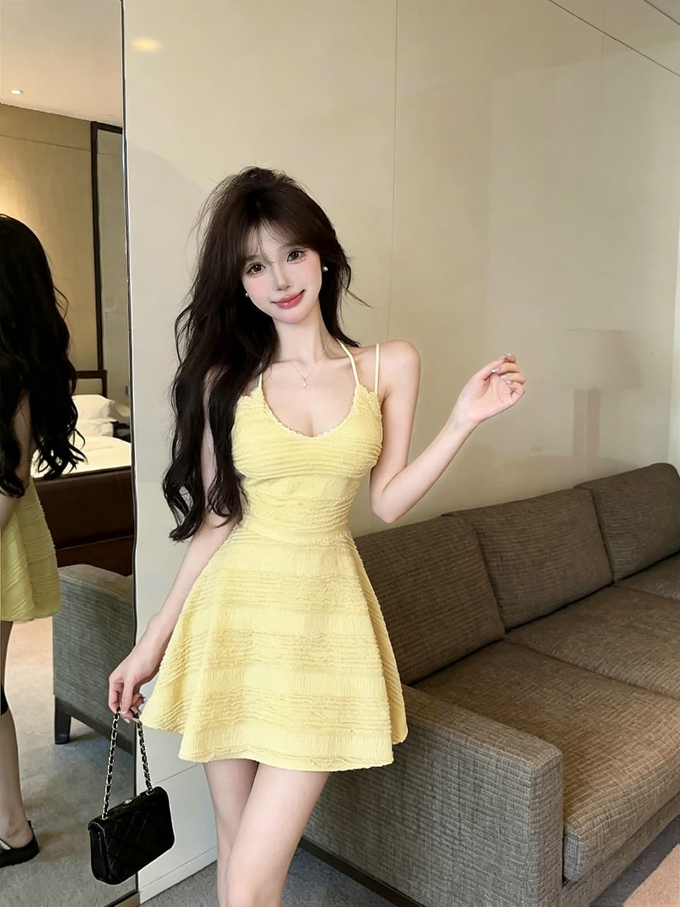 실사 쇼트 스타일 슬립 드레스 상세 이미지 19