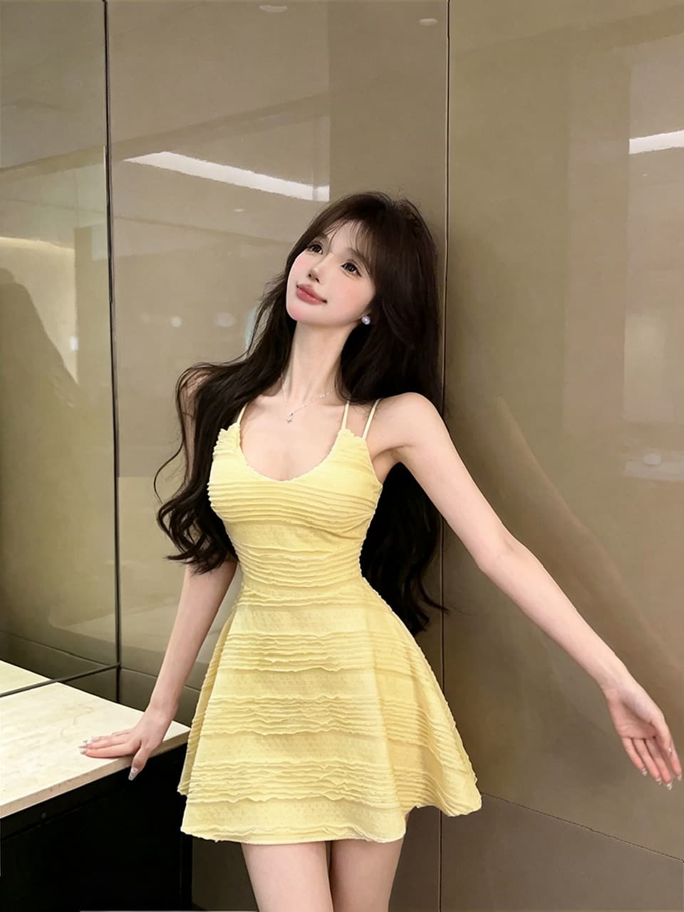 실사 쇼트 스타일 슬립 드레스 상세 이미지 20