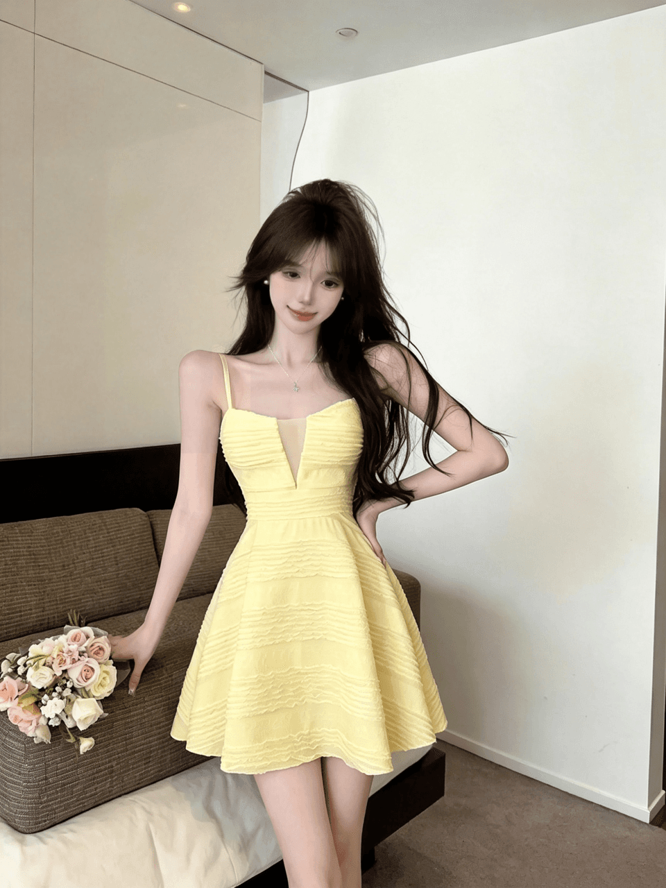 실사 쇼트 스타일 슬립 드레스 상세 이미지 27