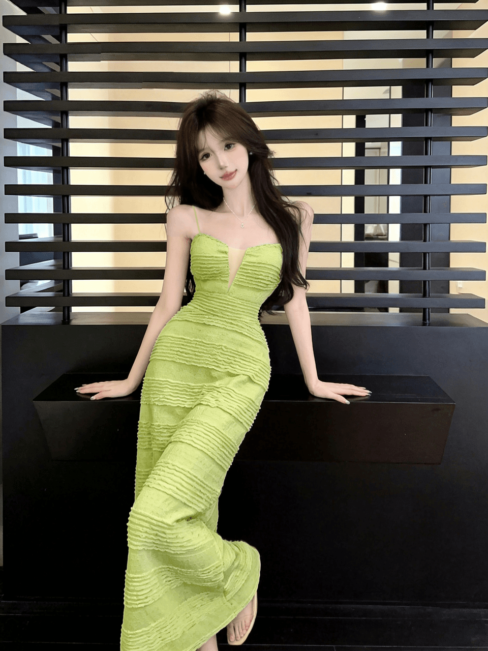 실사 롱 코트 슬립 드레스 상세 이미지 21