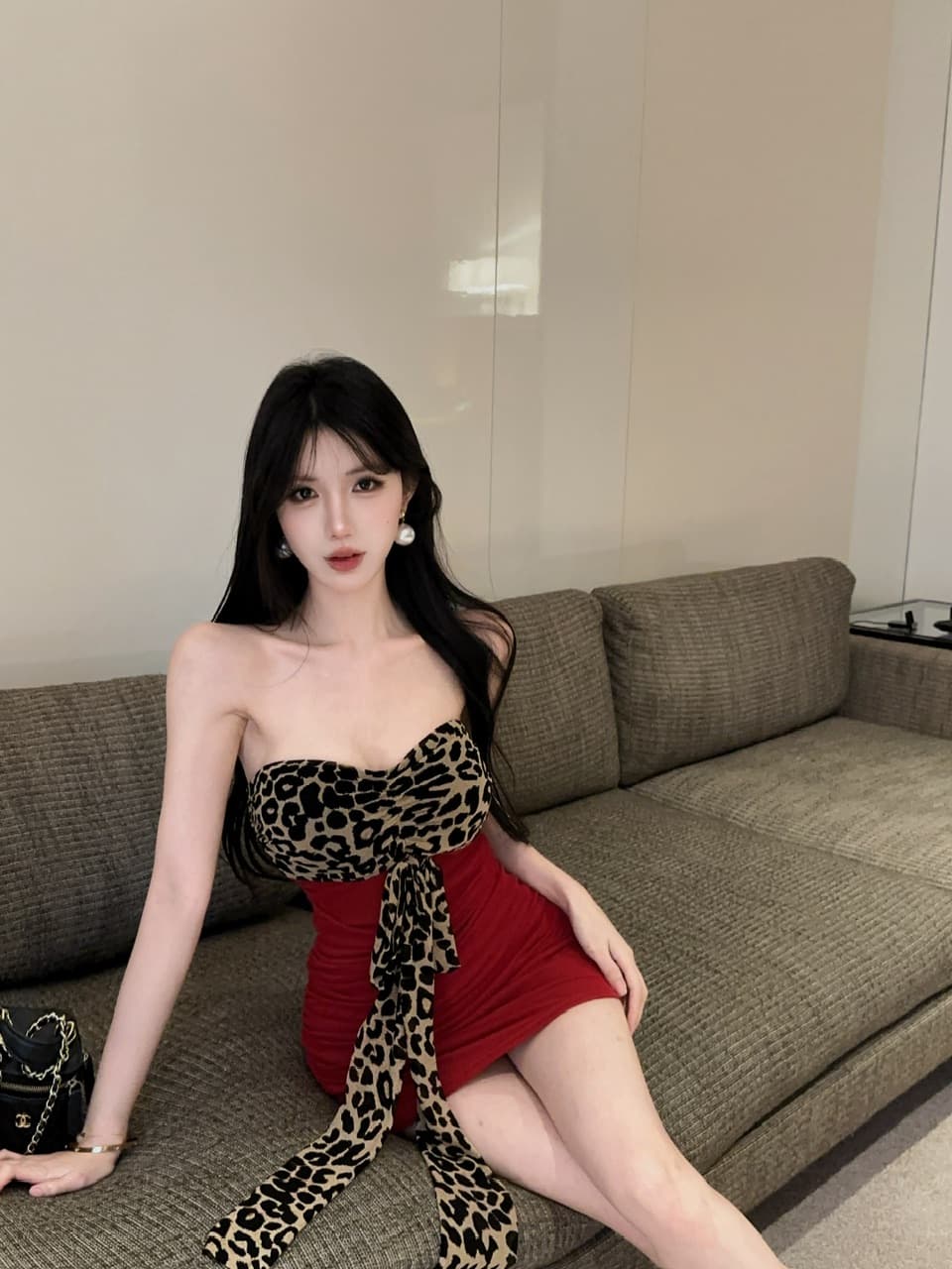 실사 레오파드 무늬 패치워크 타이트 스커트 미니 스커트 상세 이미지 27