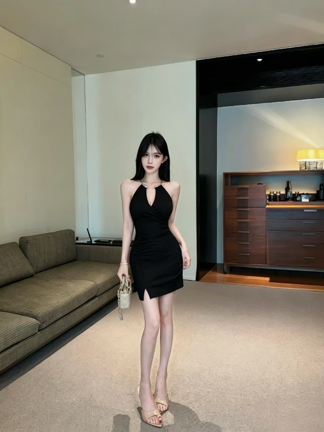 실사 쇼트 스타일 타이트 스커트 드레스 상세 이미지 17