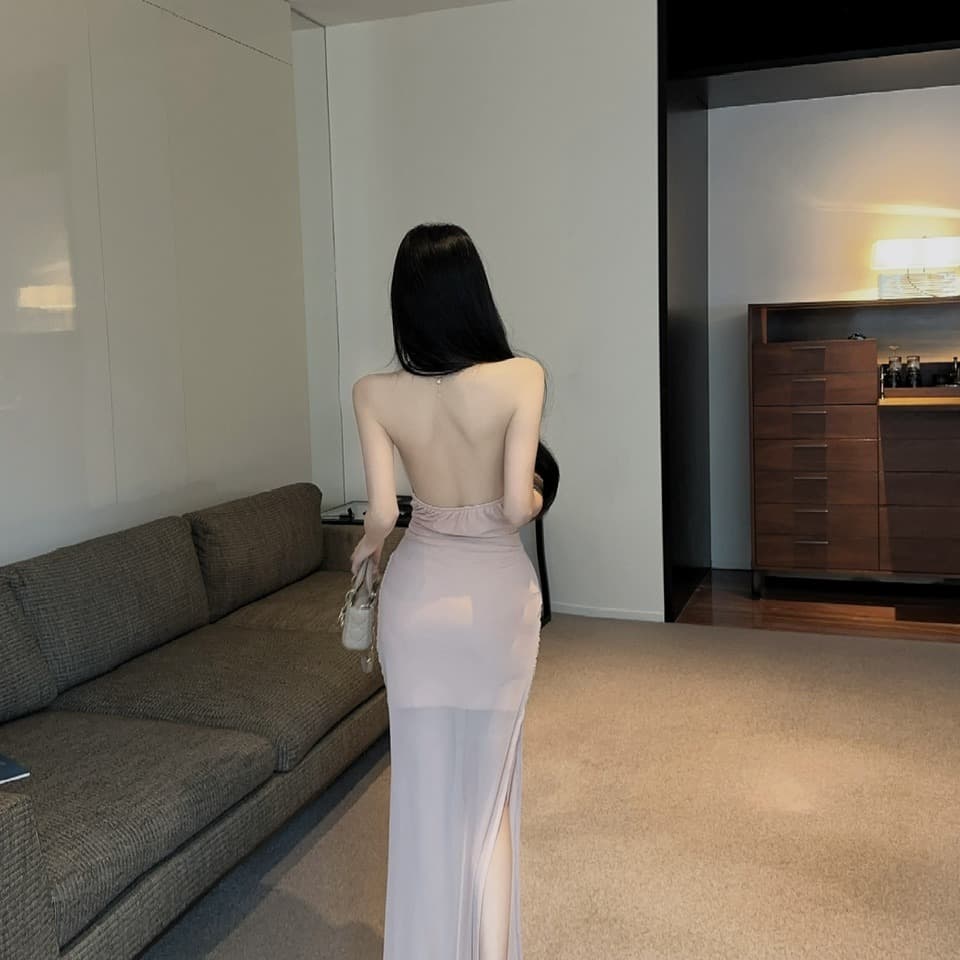 실사 망사 롱 코트 드레스 이미지 5