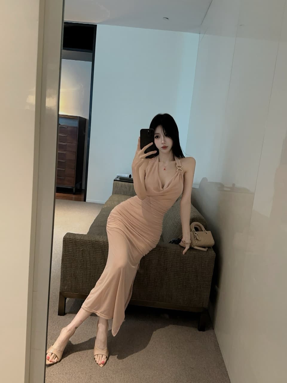 실사 망사 롱 코트 드레스 상세 이미지 14