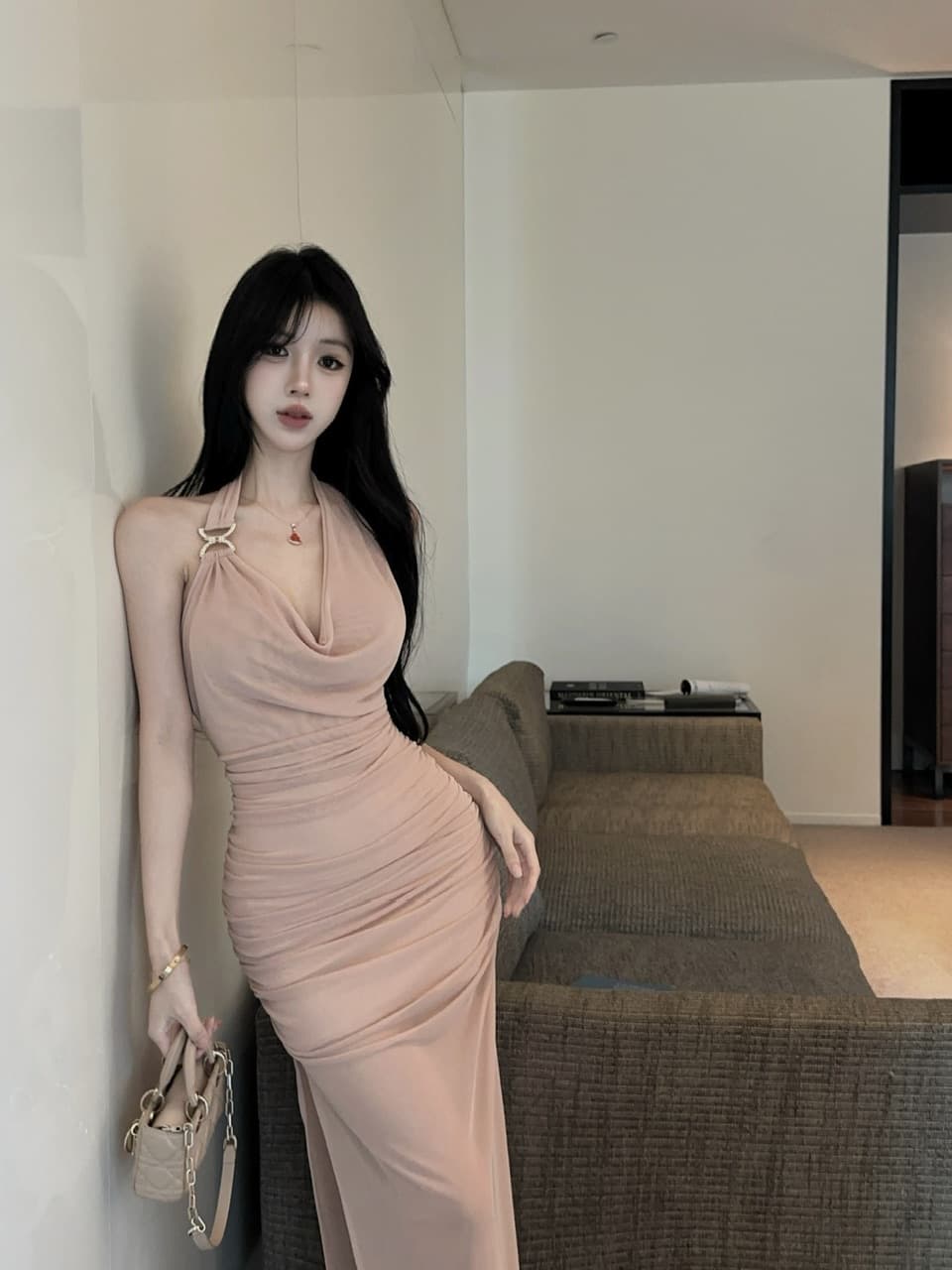 실사 망사 롱 코트 드레스 상세 이미지 16