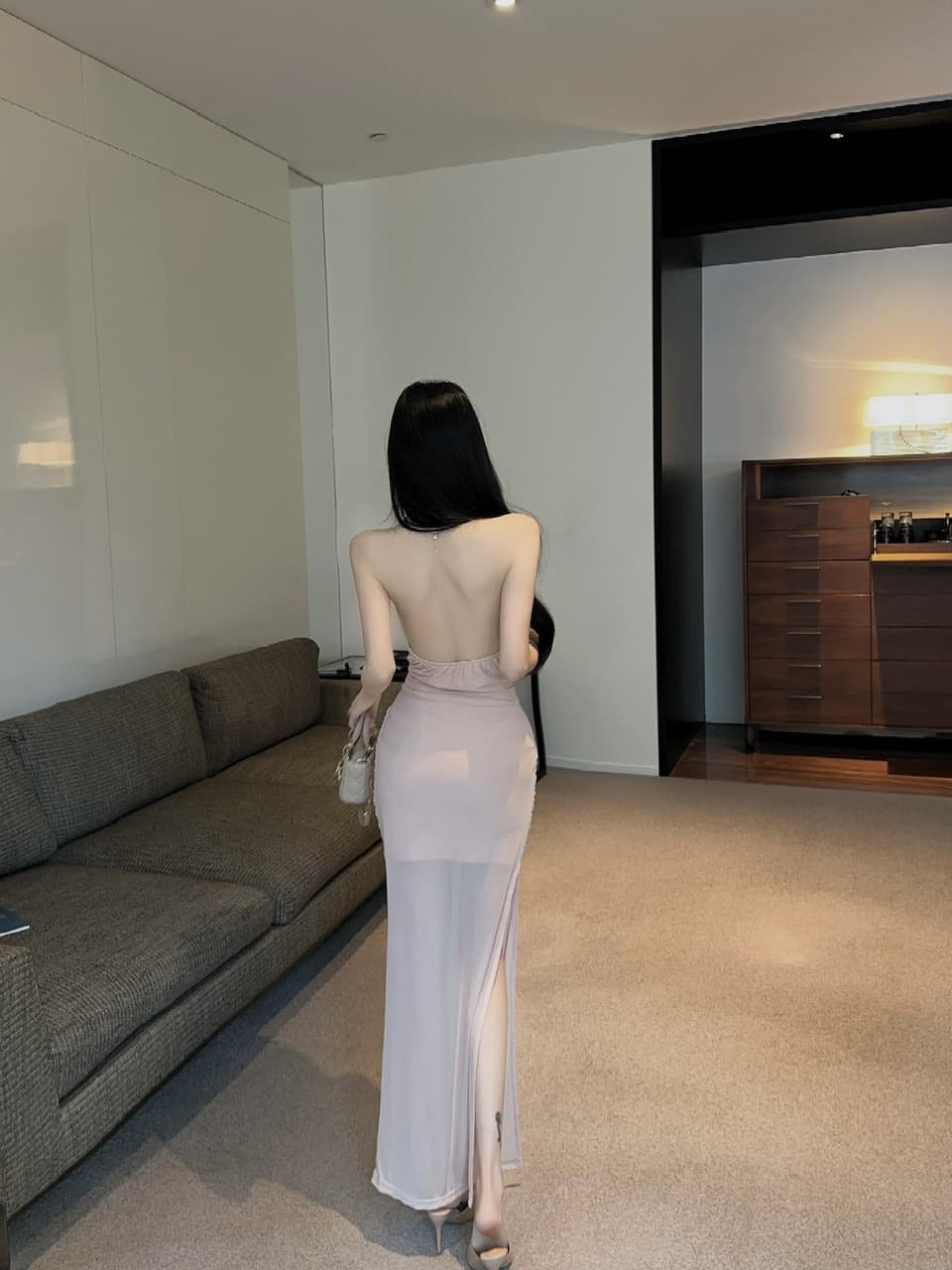 실사 망사 롱 코트 드레스 상세 이미지 23