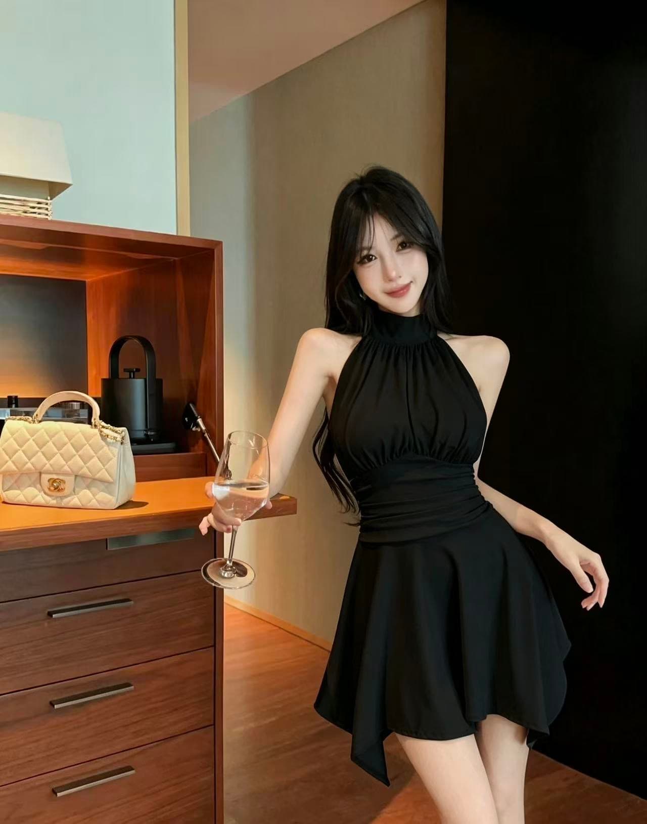 실사 쇼트 스타일 허리 수축 드레스 이미지 2