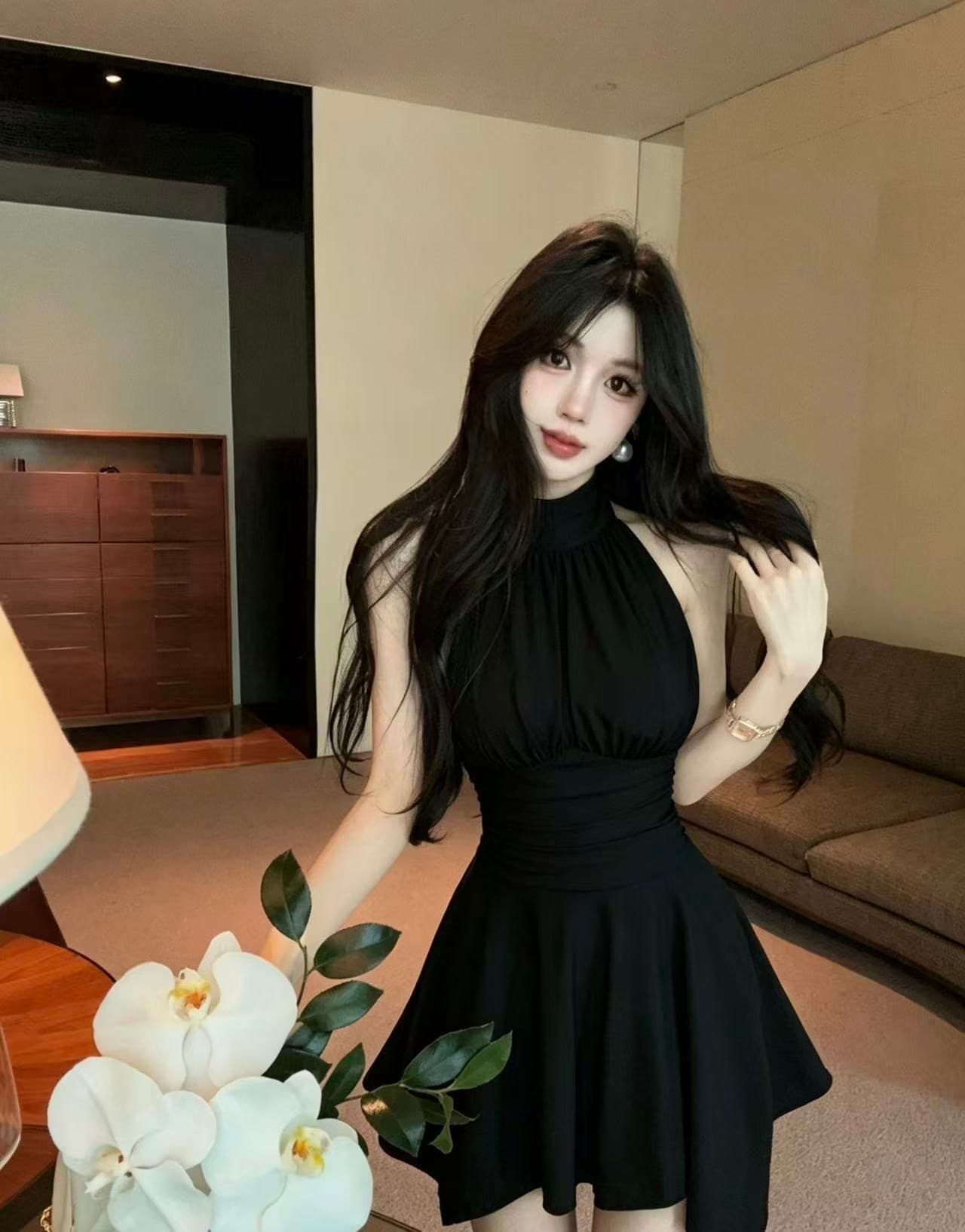 실사 쇼트 스타일 허리 수축 드레스 상세 이미지 21