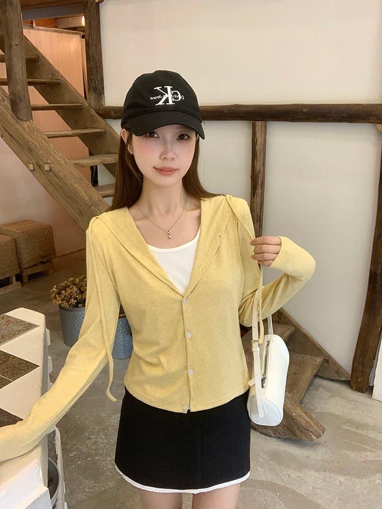실사 2026 가을 의상 새로운 지방 mm 빅 사이즈 여성 레저 다용도 배색 페이크 레이어드 후드 긴팔 맨위 상세 이미지 26