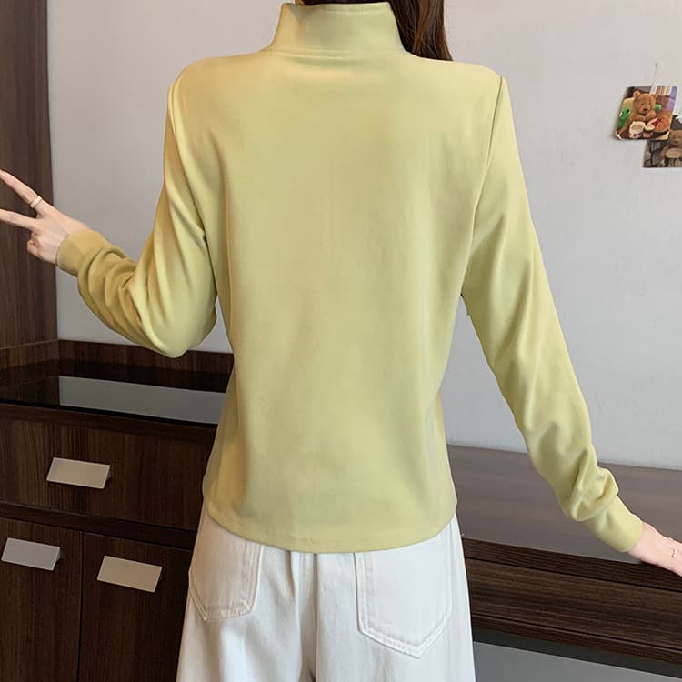 실사 2026 가을 새로운 지방 mm 빅 사이즈 여성 레저 두꺼운 보온 반 개방 칼라 긍정적 인 어깨 인사이드 가져 가라. 긴팔 맨위 상세 이미지 21