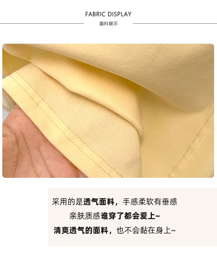 실사 2026 여름 드레스 새로운 지방 mm 빅 사이즈 여성 한 부서 디자인 센스 무거운 작업 비즈 박기 u 칼라 반팔 티셔츠 상세 이미지 4
