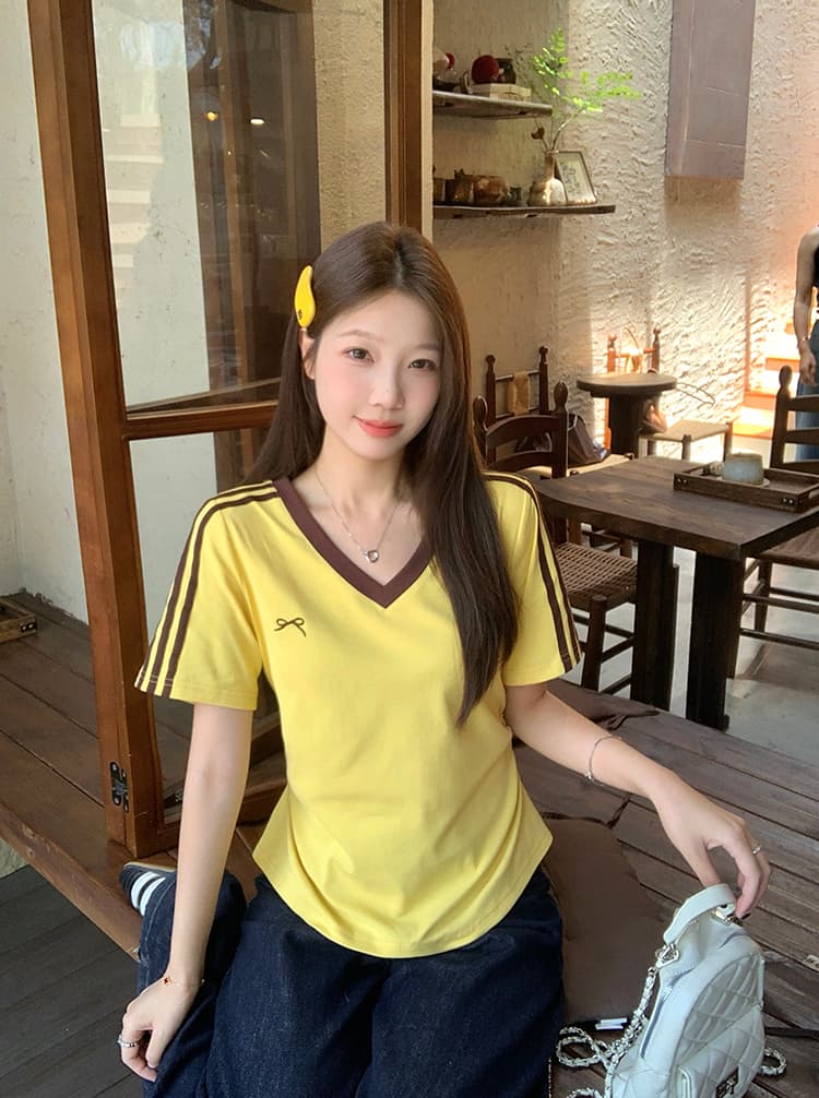실사 2026 여름 드레스 새로운 지방 mm 빅 사이즈 여성 아메리칸 레트로 V넥 나비 매듭 달콤한 매운맛 곡선 반팔 맨위 상세 이미지 18