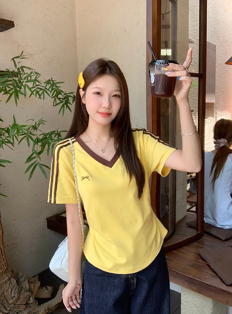 실사 2026 여름 드레스 새로운 지방 mm 빅 사이즈 여성 아메리칸 레트로 V넥 나비 매듭 달콤한 매운맛 곡선 반팔 맨위 상세 이미지 23