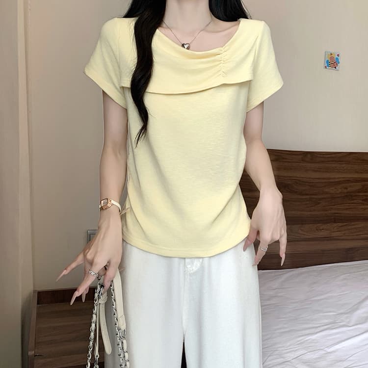 실사 2026 여름 드레스 새로운 지방 mm 빅 사이즈 여성 한 부서 달콤함 프릴 Feifei 소매 반팔 작은 셔츠 맨위 상세 이미지 19