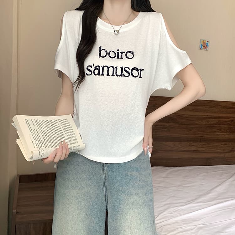 실사 2026 여름 드레스 새로운 지방 mm 빅 사이즈 여성 한 부서 디자인 센스 프린트 알파벳 펌프 로프 오프숄더 반팔 동정 상세 이미지 18