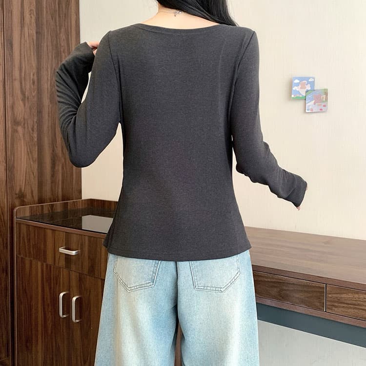 실사 2026 가을 의상 새로운 지방 mm 빅 사이즈 여성 레저 디자인 센스 리본 몸매 가꾸기 슬림해 보이는 긴팔 맨위 상세 이미지 23